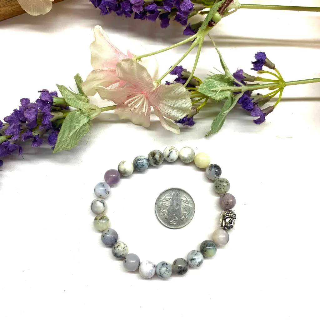 Dendritic Opal Round Bead Bracelet (Growth)