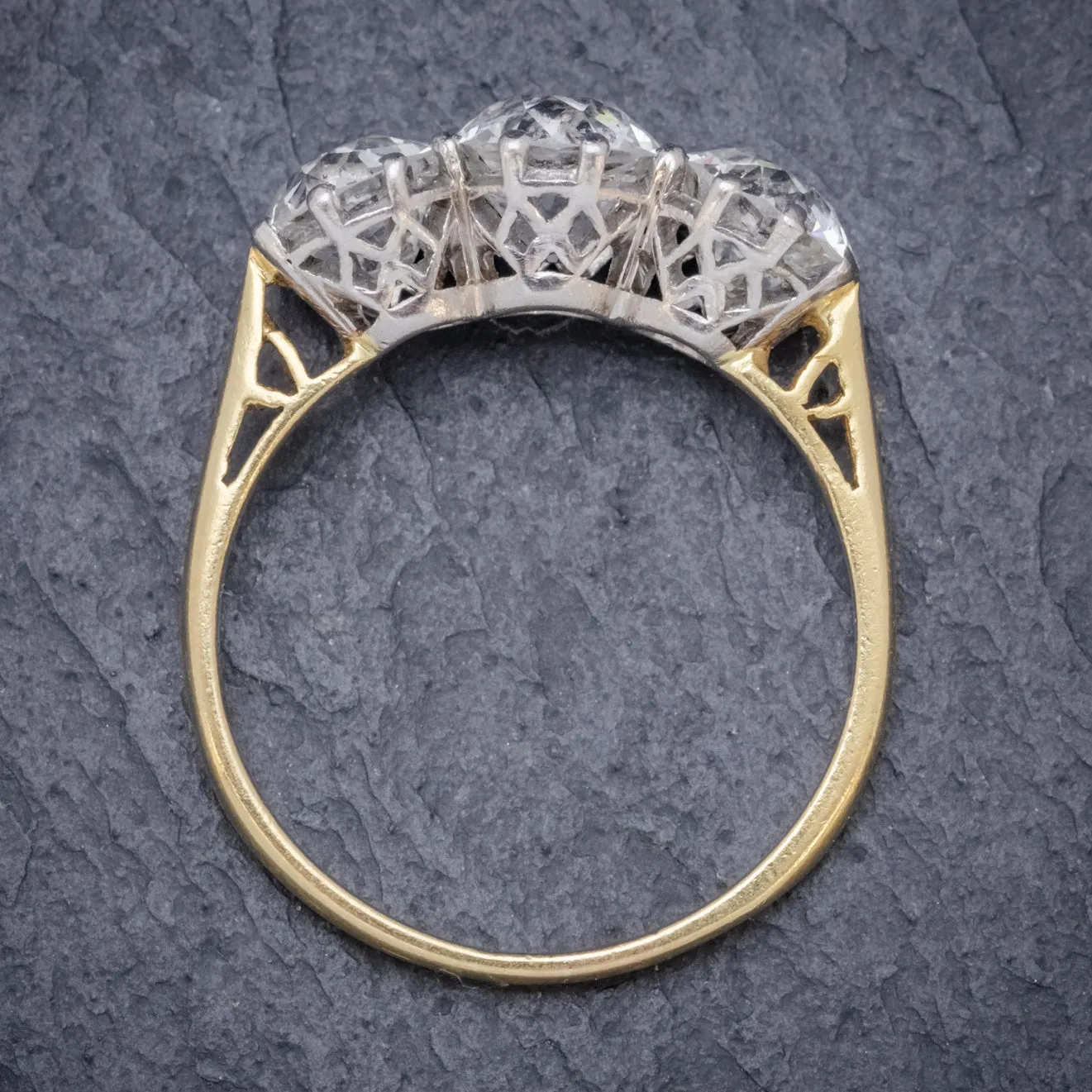 Diamond Trilogy Ring 18Ct Gold 3.17Ct Of Diamond Full Cert