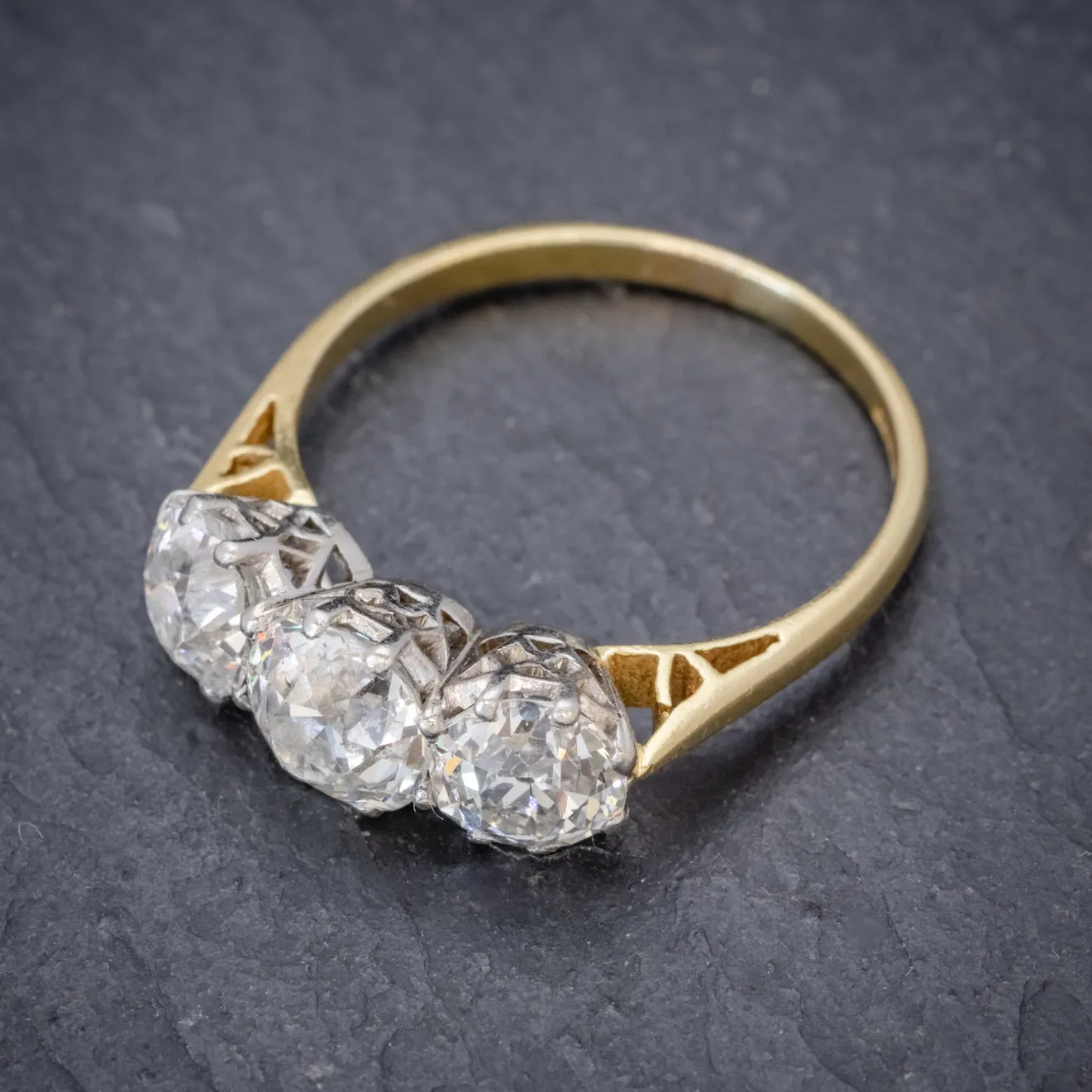 Diamond Trilogy Ring 18Ct Gold 3.17Ct Of Diamond Full Cert