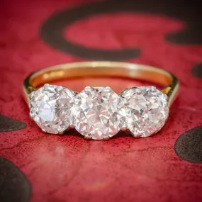 Diamond Trilogy Ring 18Ct Gold 3.17Ct Of Diamond Full Cert