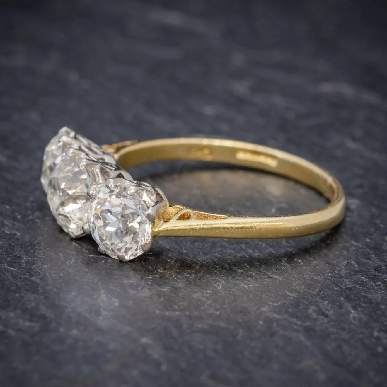 Diamond Trilogy Ring 18Ct Gold 3.17Ct Of Diamond Full Cert