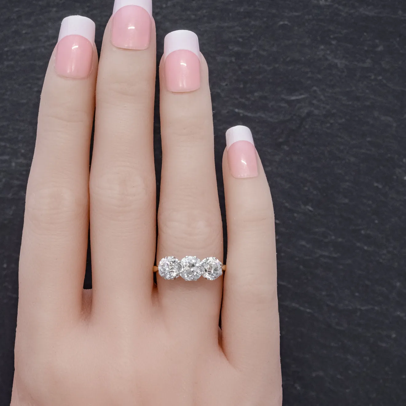 Diamond Trilogy Ring 18Ct Gold 3.17Ct Of Diamond Full Cert