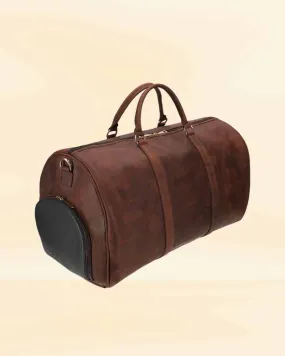Distressed Brown Crazy Leather Duffle Bag