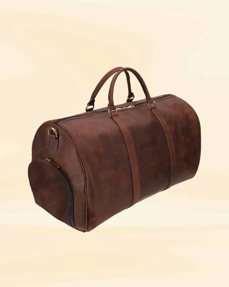 Distressed Brown Crazy Leather Duffle Bag