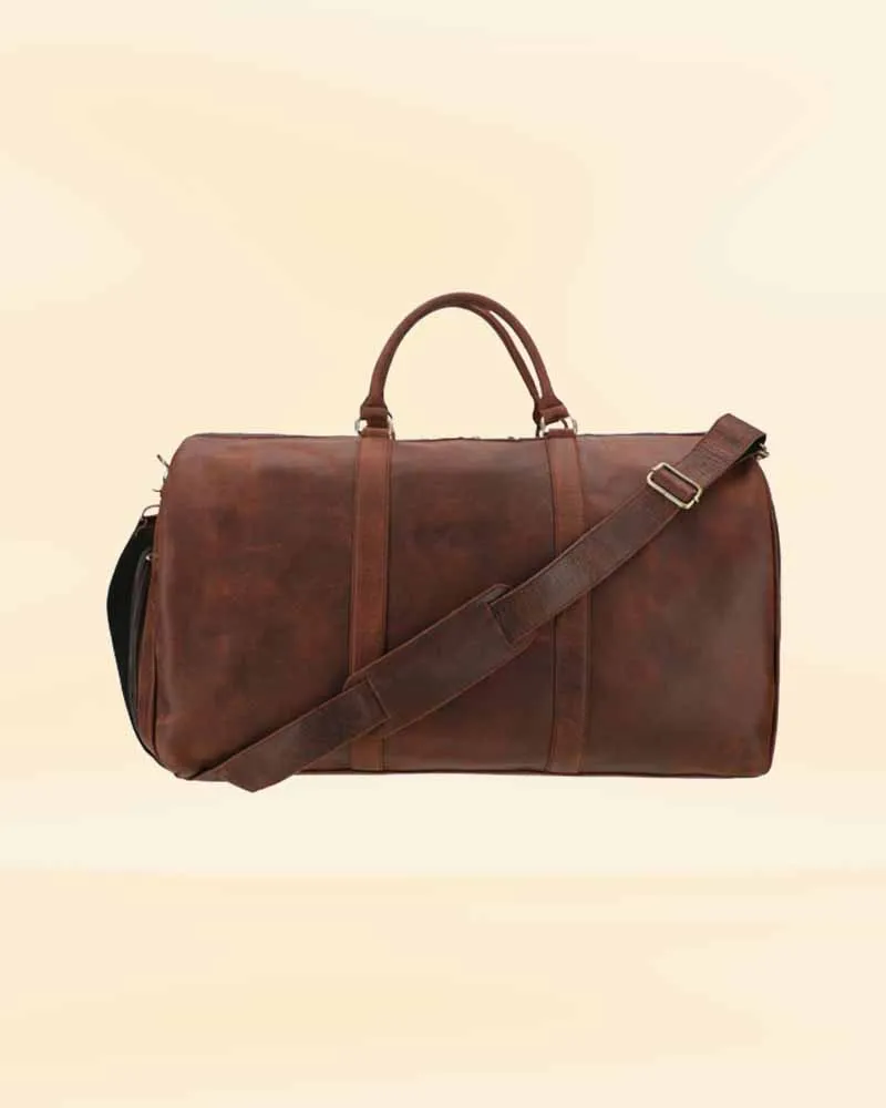 Distressed Brown Crazy Leather Duffle Bag