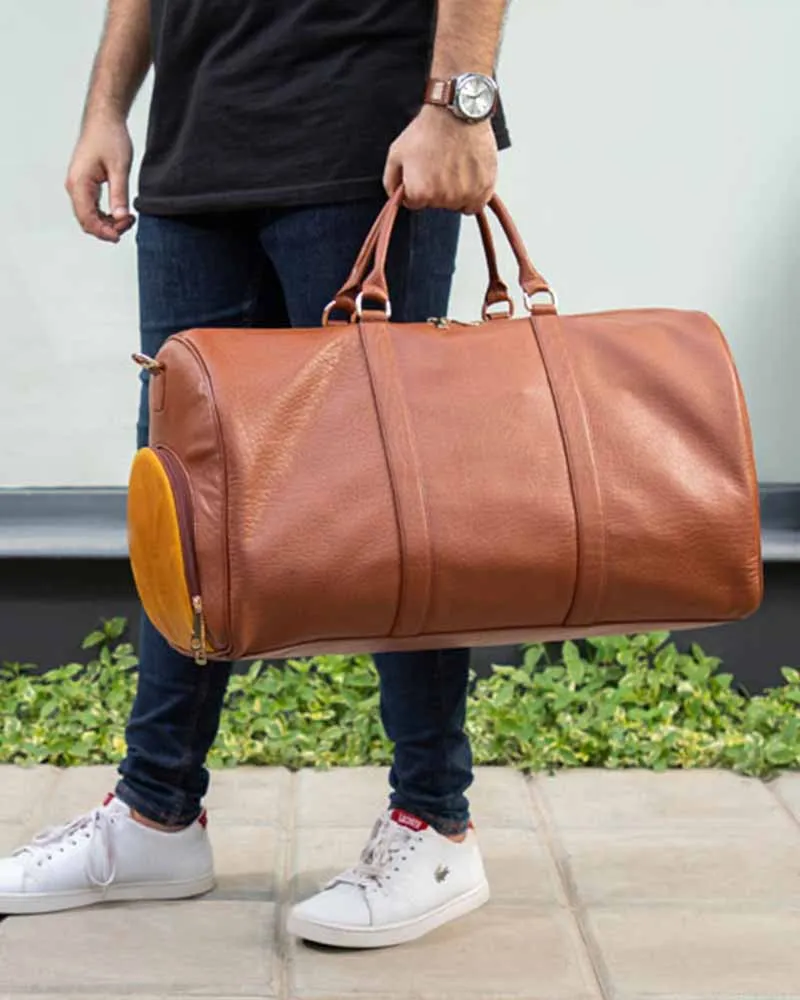 Distressed Brown Crazy Leather Duffle Bag