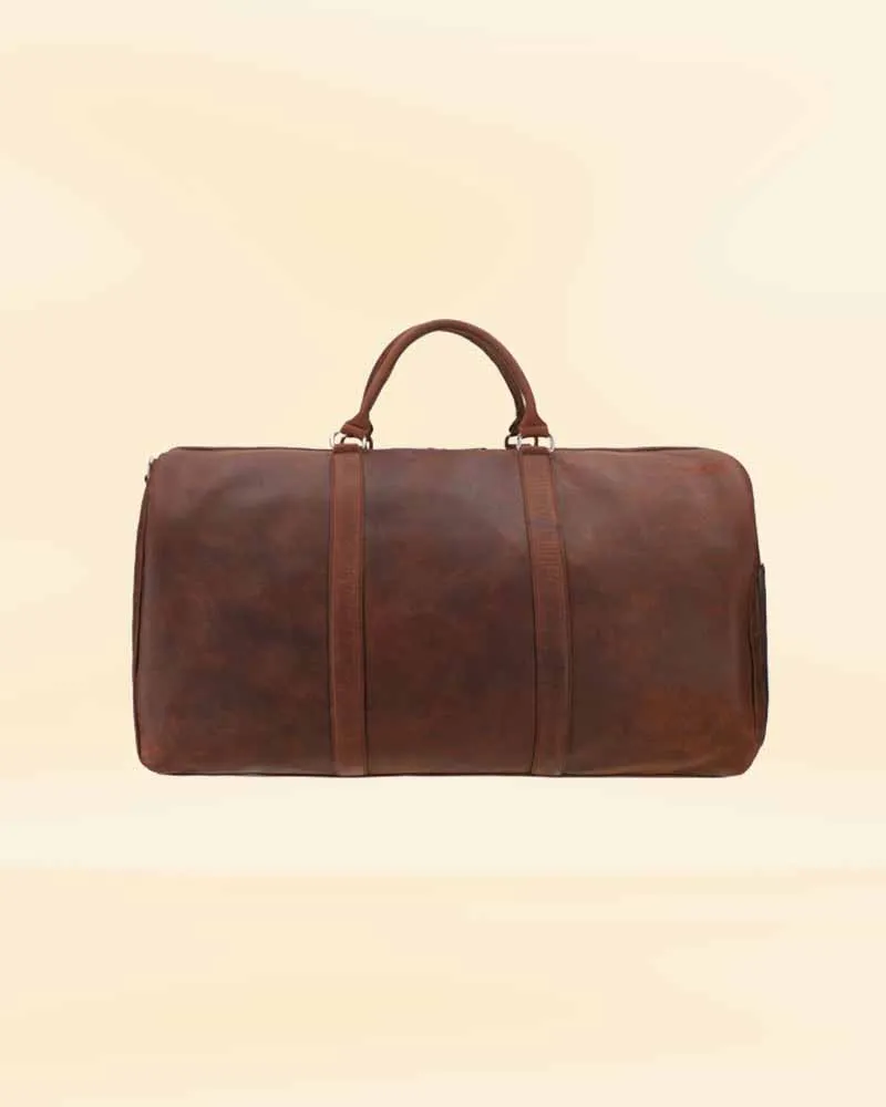 Distressed Brown Crazy Leather Duffle Bag