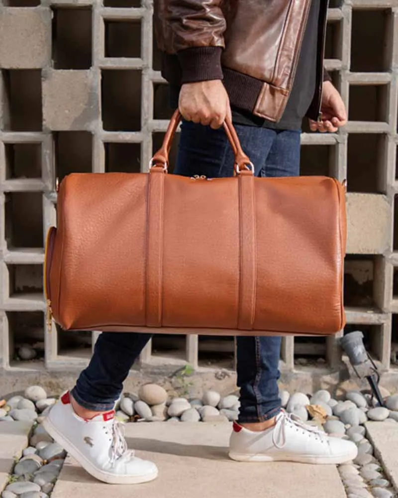 Distressed Brown Crazy Leather Duffle Bag