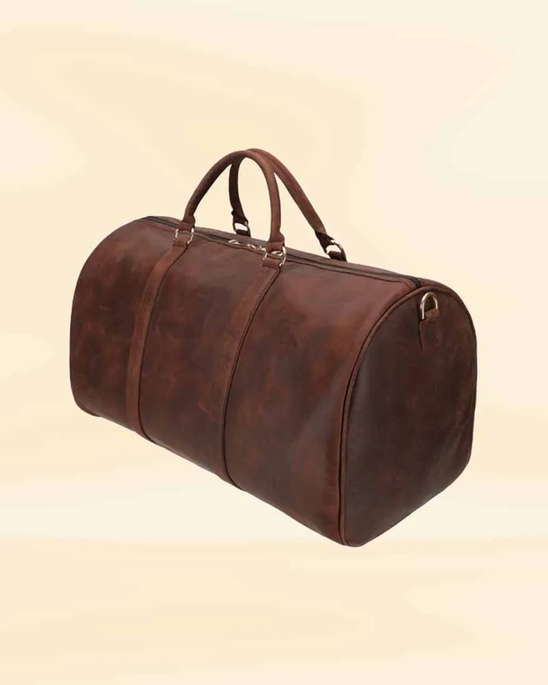 Distressed Brown Crazy Leather Duffle Bag