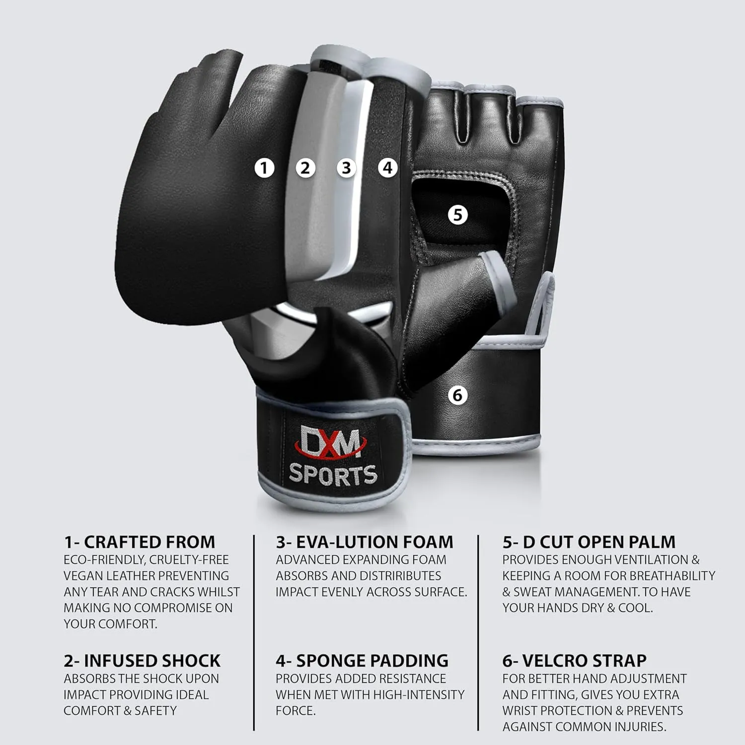 DXM Sports MMA Grappling Gloves Open Palm for Men & Women