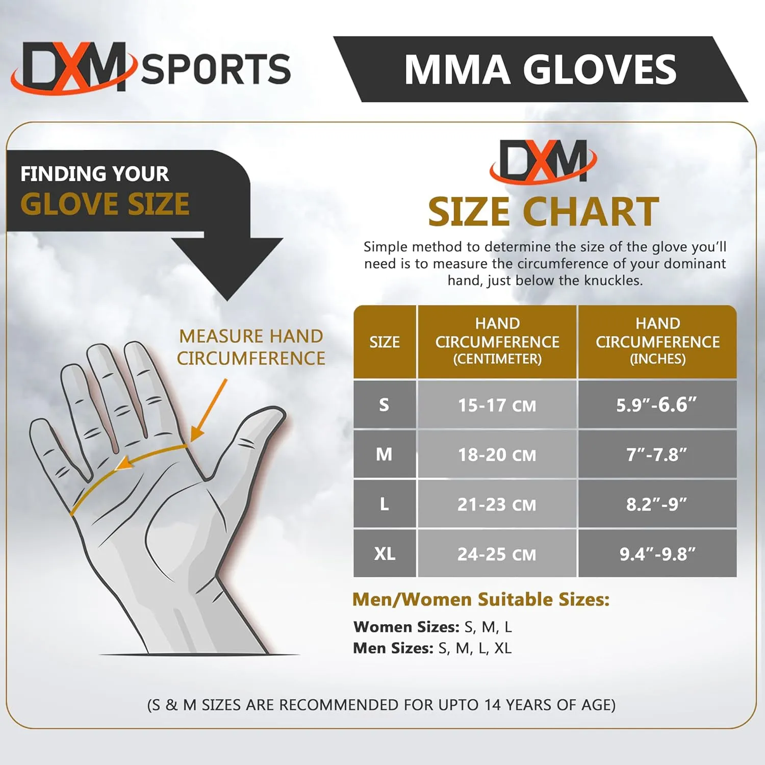 DXM Sports MMA Grappling Gloves Open Palm for Men & Women