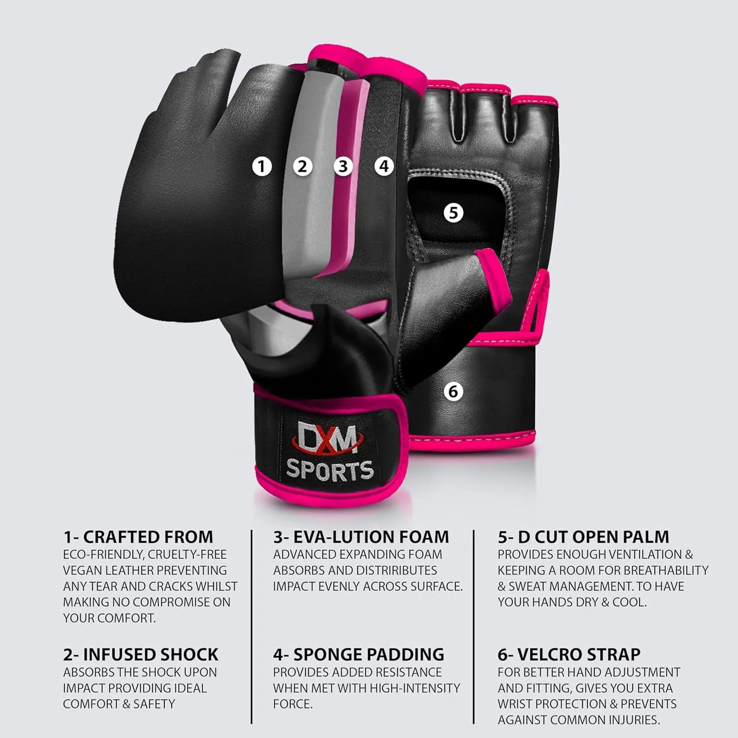 DXM Sports MMA Grappling Gloves Open Palm for Men & Women
