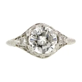 Edwardian Filigree Engagement Ring, RBC 1.16ct