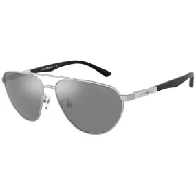 Emporio Armani Men's Sunglasses - Pilot Frame Grey Mirror Silver Lens | 2125 30456G