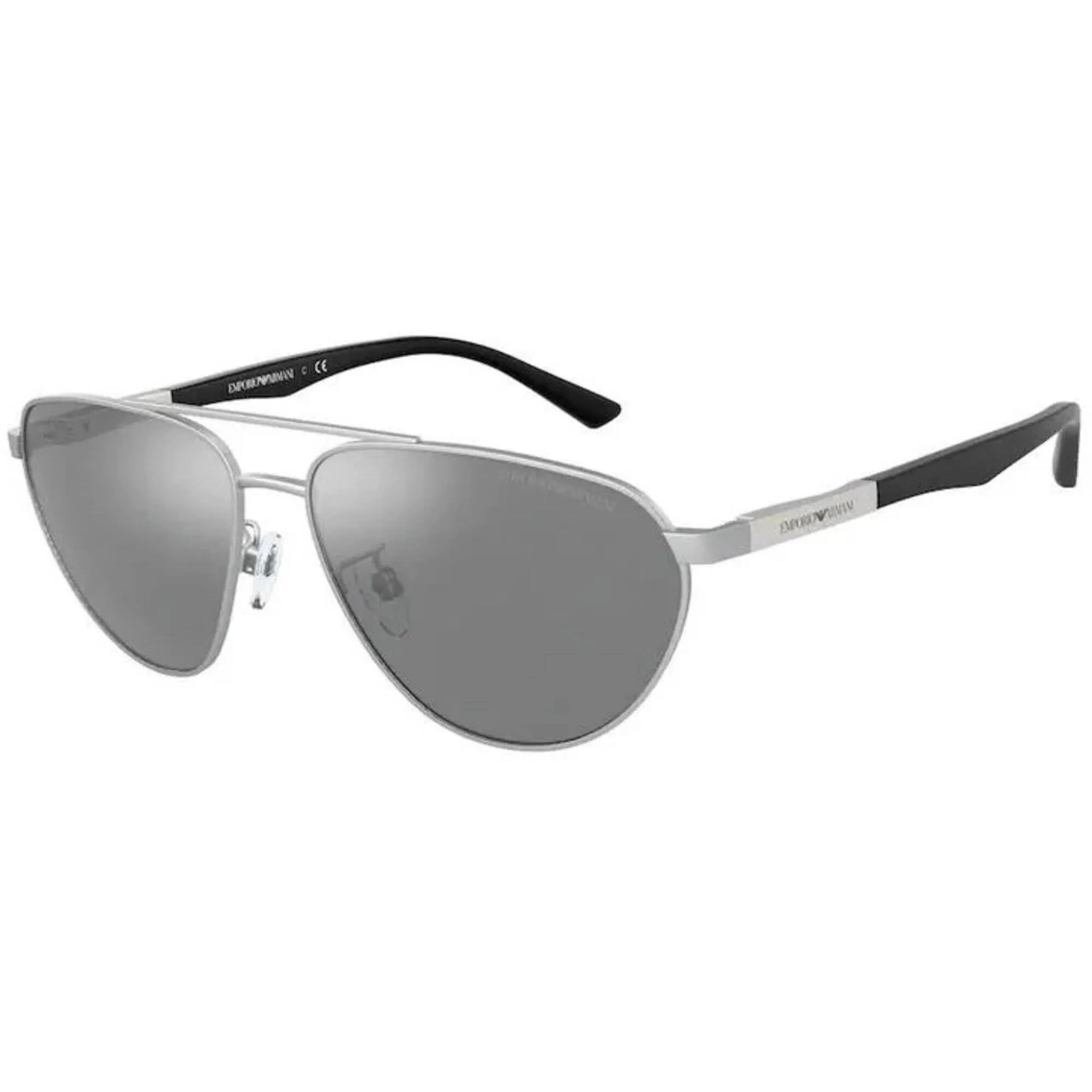 Emporio Armani Men's Sunglasses - Pilot Frame Grey Mirror Silver Lens | 2125 30456G