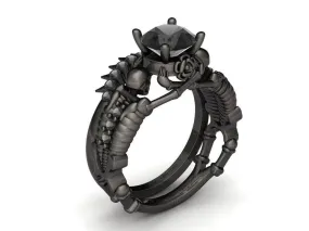 Eternal Adoration- 1.5 Carat Black Diamond Gothic Ring Set