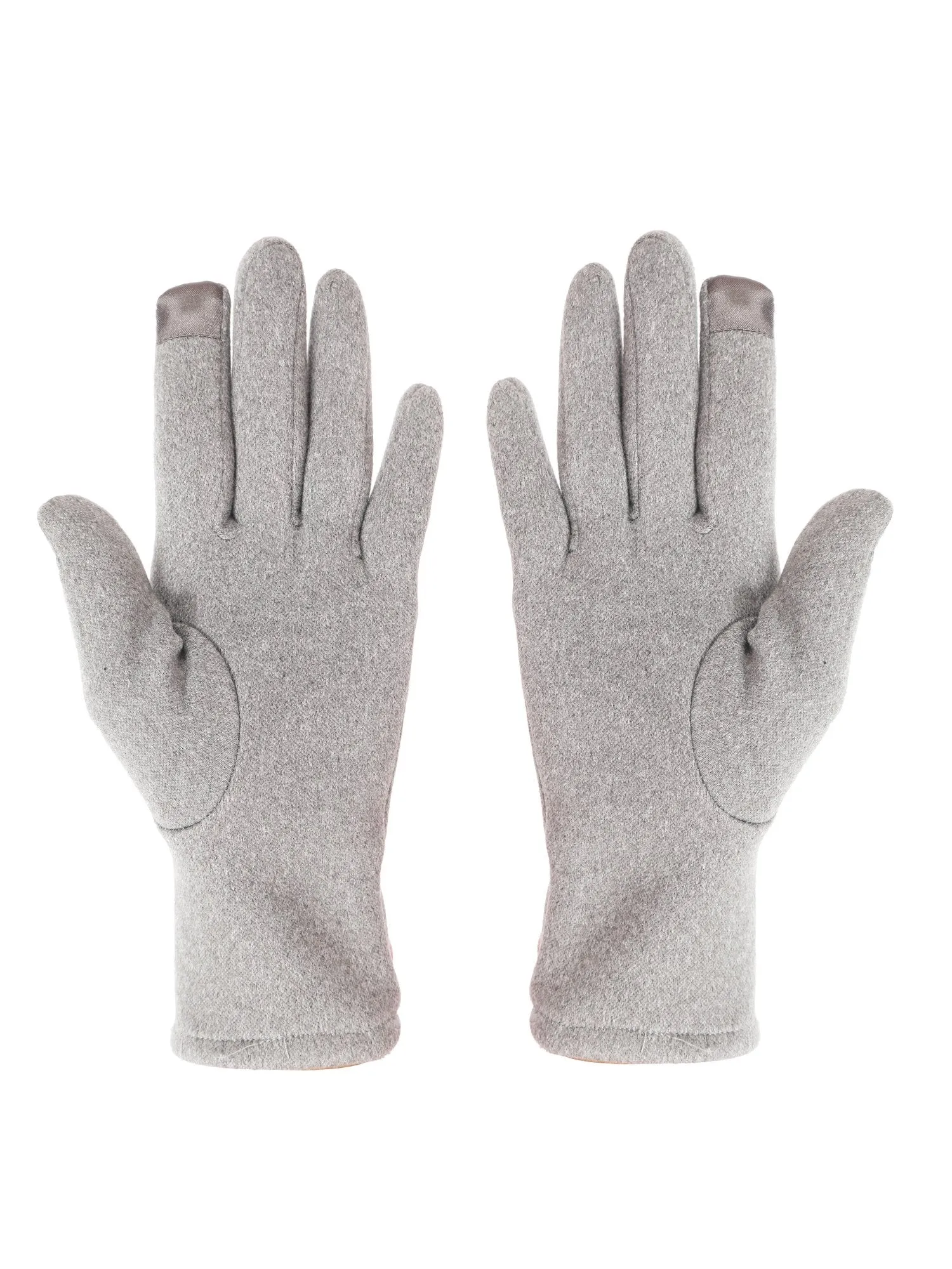FabSeasons Slim Grey Winter Gloves for Women: Velvet Lining, Touchscreen Index Finger, Smooth Driving/Riding