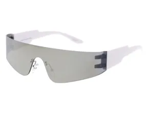 Flat Top Mirrored Silver Lens Sunglasses
