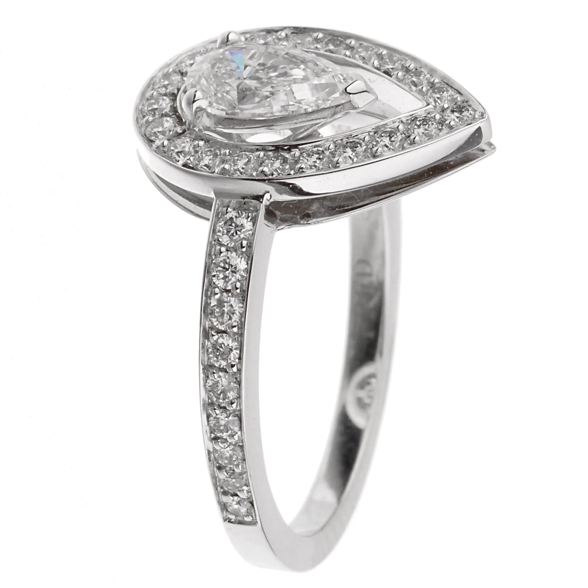 Fred of Paris Lovelight Pear Shaped Diamond Engagement Ring Sz 6 1/2