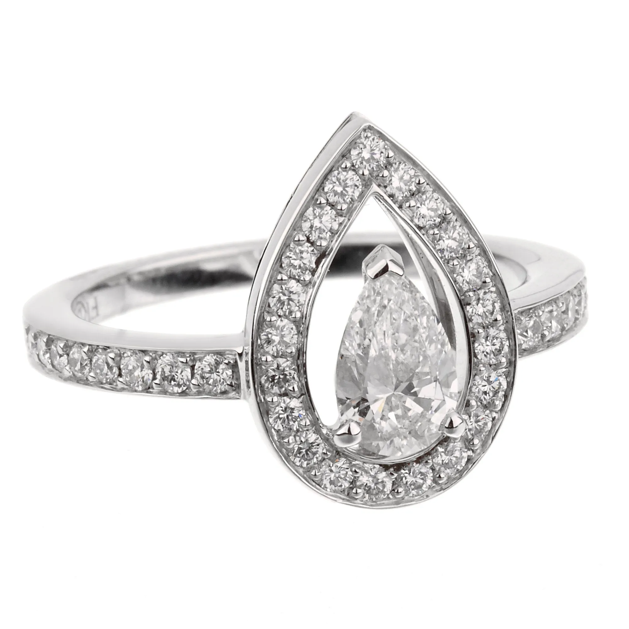 Fred of Paris Lovelight Pear Shaped Diamond Engagement Ring Sz 6 1/2