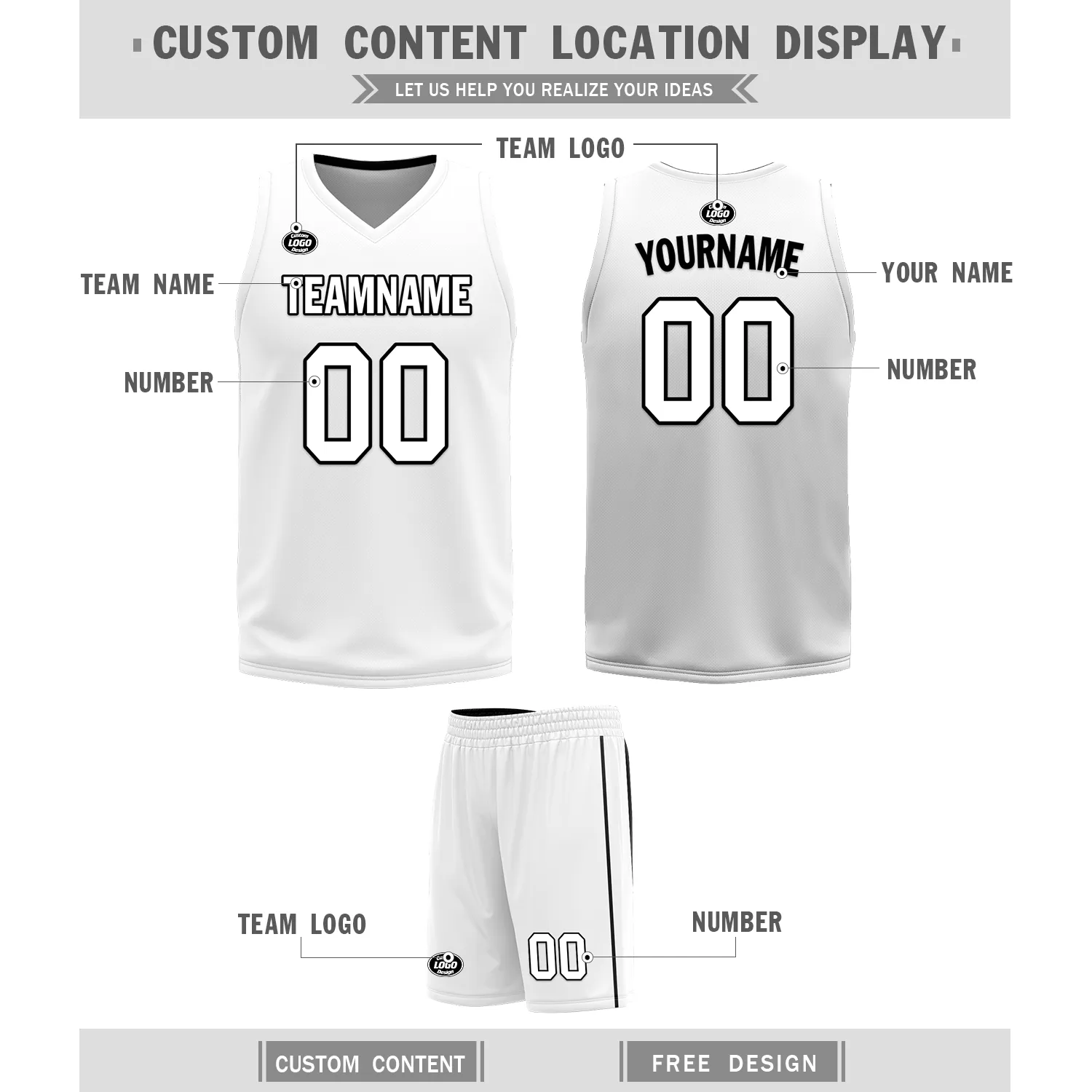 Gift Ideas,Custom Black White Classic Style Reversible Basketball Uniform Personalized BBJR-D017007