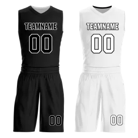 Gift Ideas,Custom Black White Classic Style Reversible Basketball Uniform Personalized BBJR-D017007