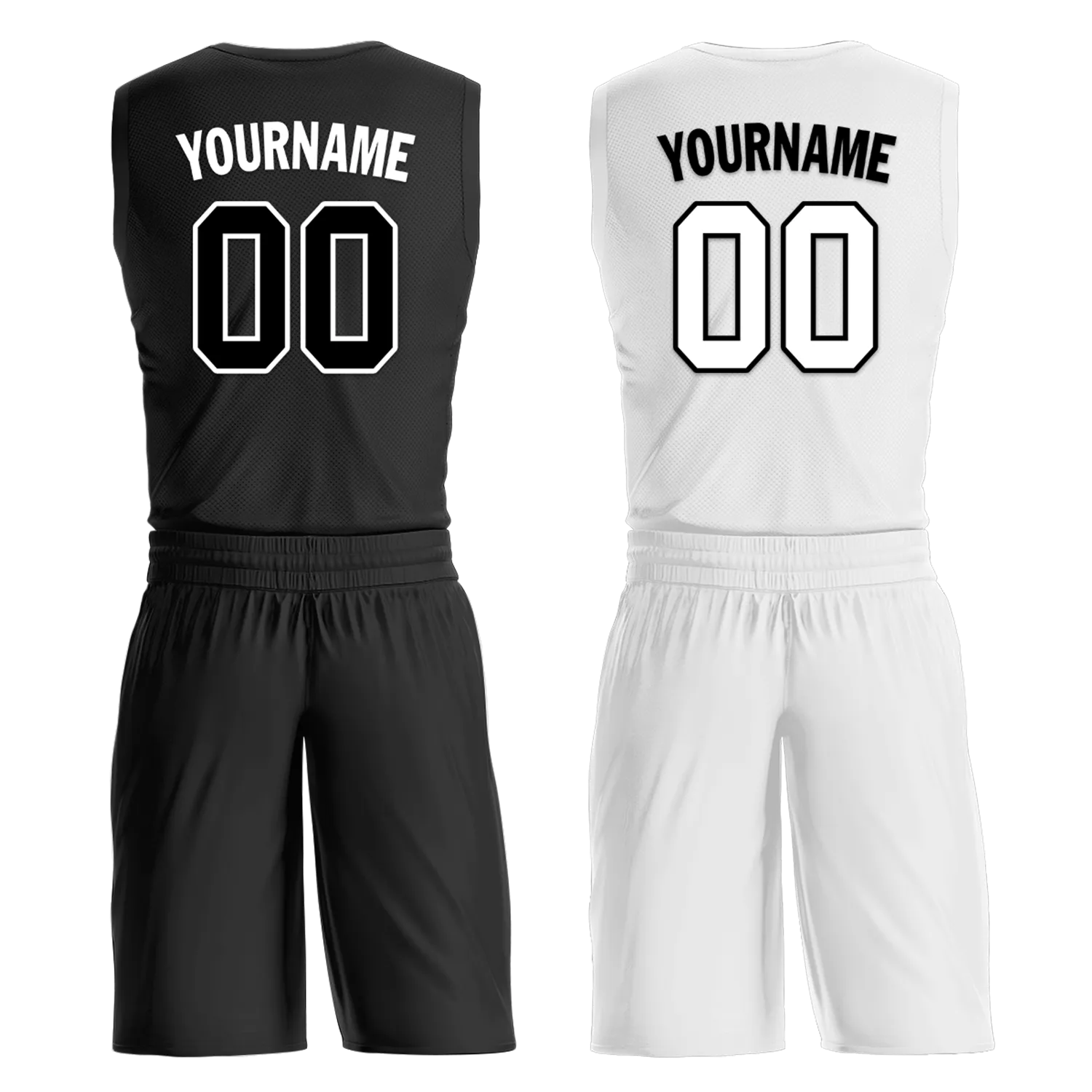 Gift Ideas,Custom Black White Classic Style Reversible Basketball Uniform Personalized BBJR-D017007