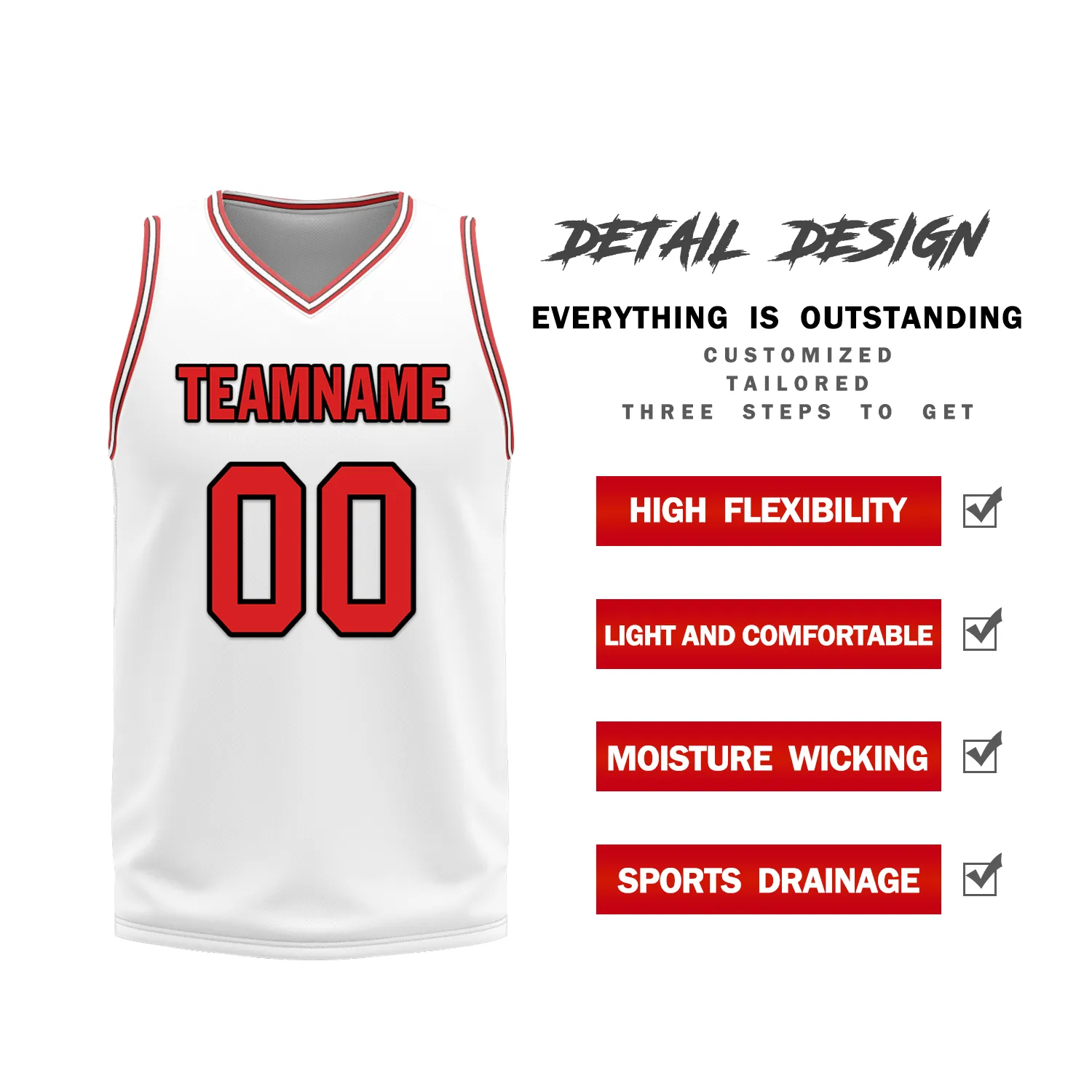 Gift Ideas,Custom Red White Classic Style Reversible Basketball Uniform Personalized BBJR-D017005