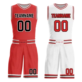 Gift Ideas,Custom Red White Classic Style Reversible Basketball Uniform Personalized BBJR-D017005