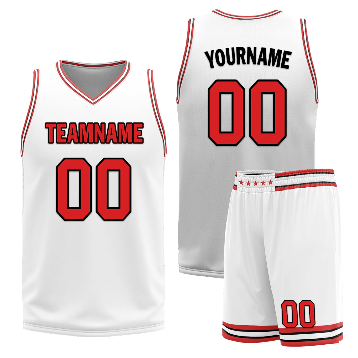 Gift Ideas,Custom Red White Classic Style Reversible Basketball Uniform Personalized BBJR-D017005