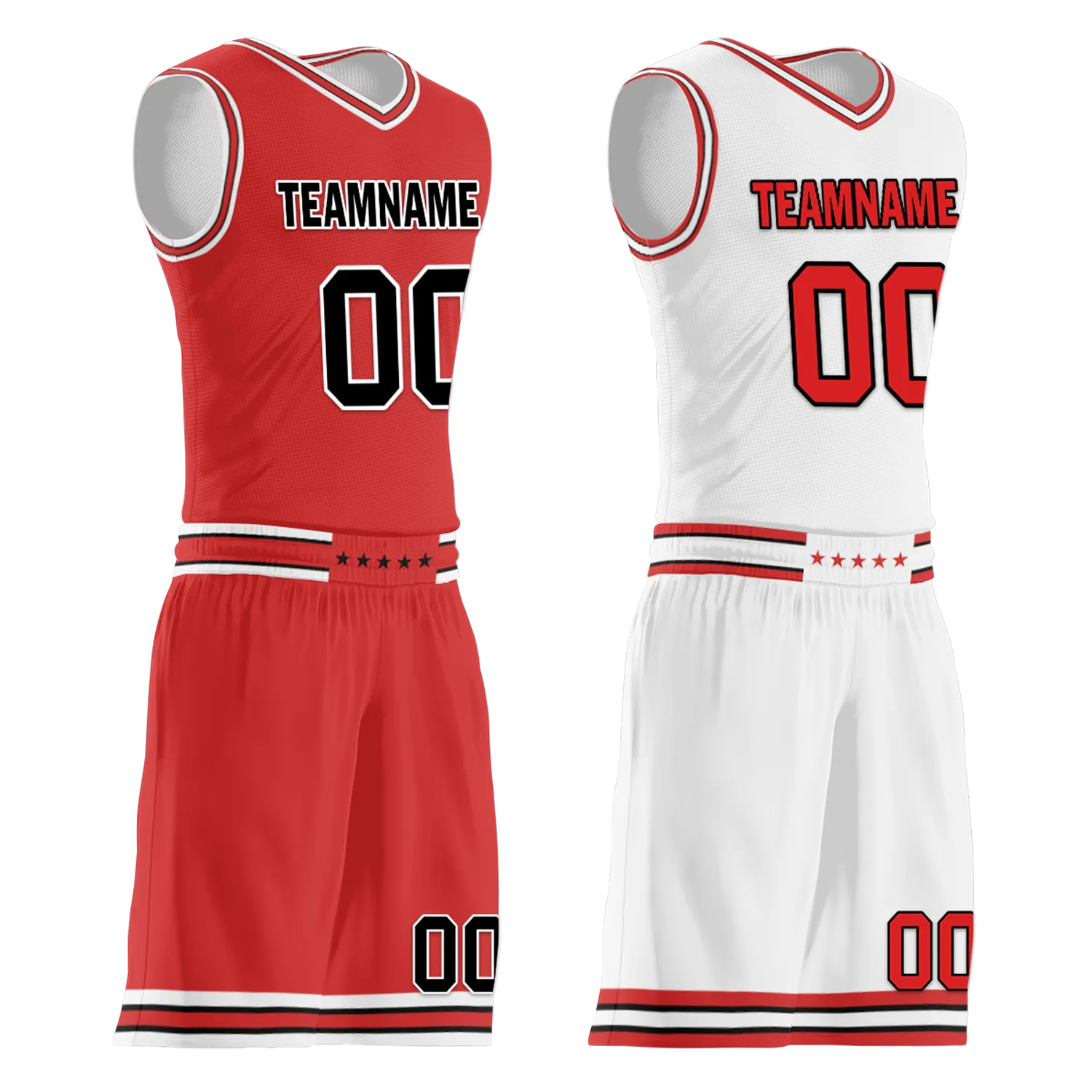 Gift Ideas,Custom Red White Classic Style Reversible Basketball Uniform Personalized BBJR-D017005