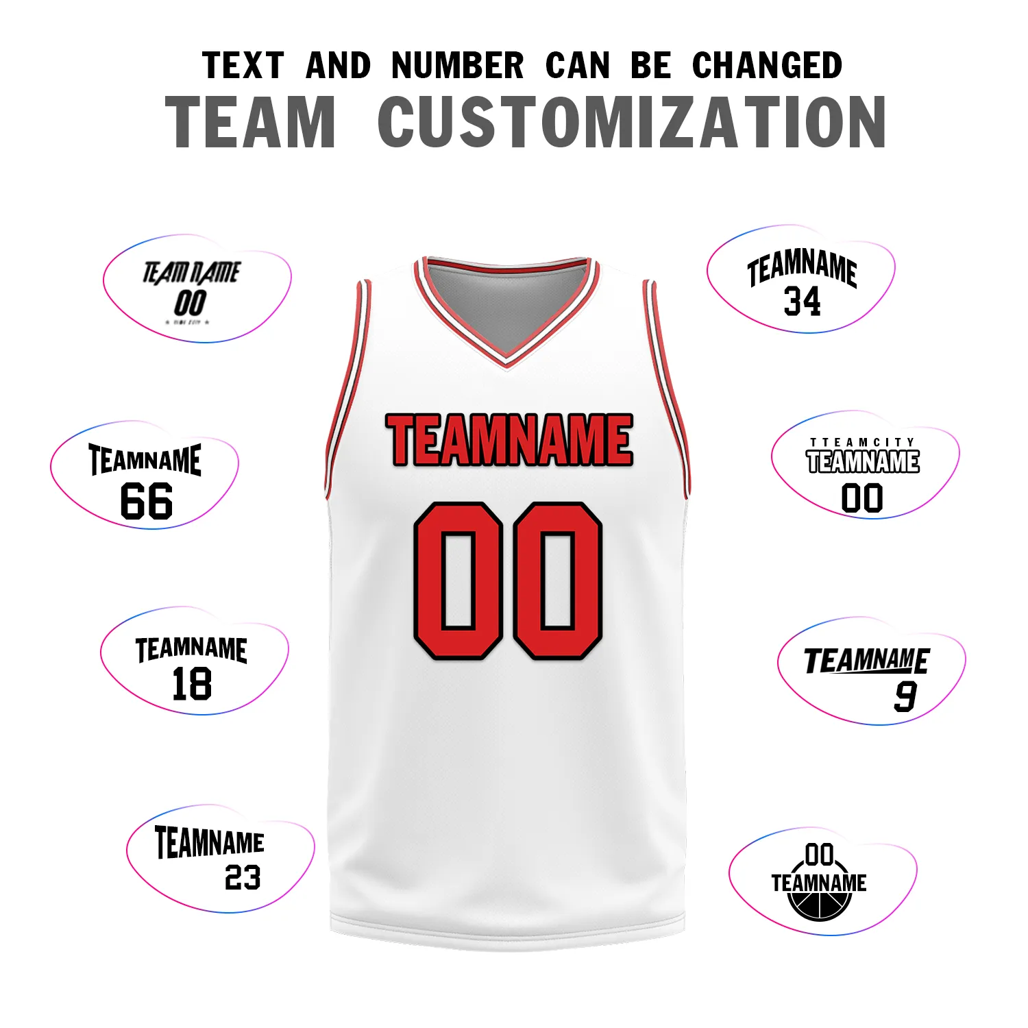 Gift Ideas,Custom Red White Classic Style Reversible Basketball Uniform Personalized BBJR-D017005