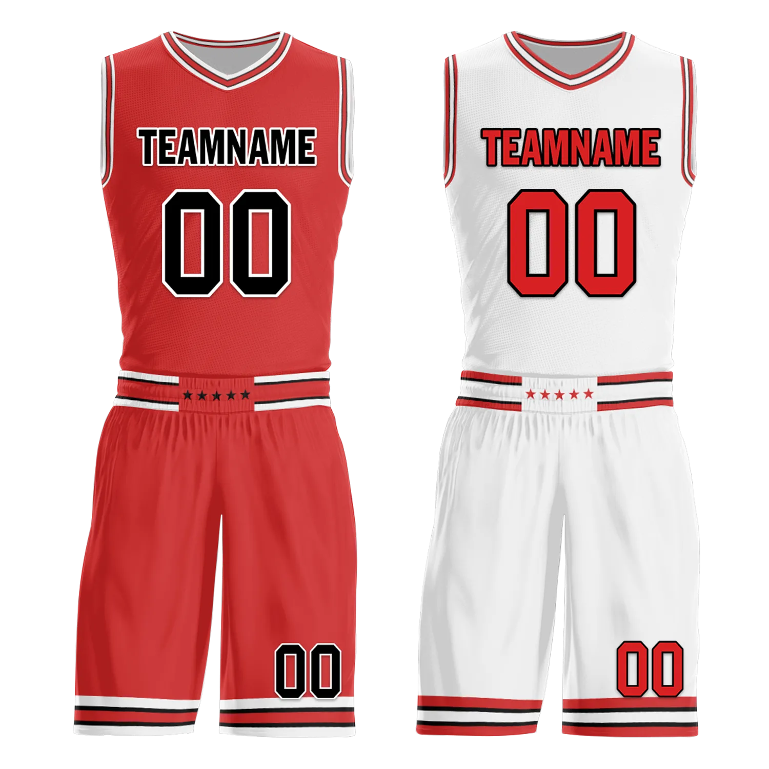 Gift Ideas,Custom Red White Classic Style Reversible Basketball Uniform Personalized BBJR-D017005