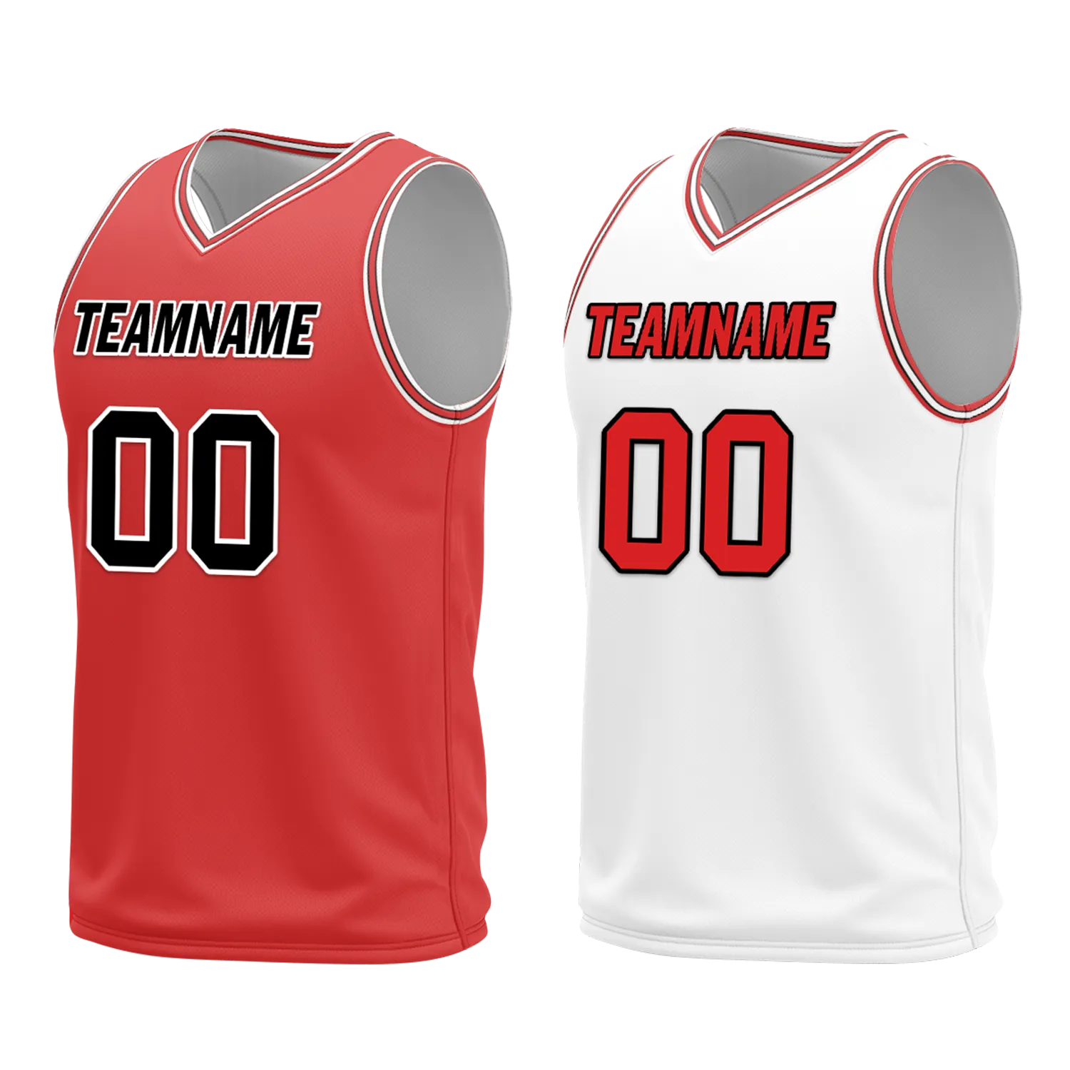 Gift Ideas,Custom Red White Classic Style Reversible Basketball Uniform Personalized BBJR-D017005