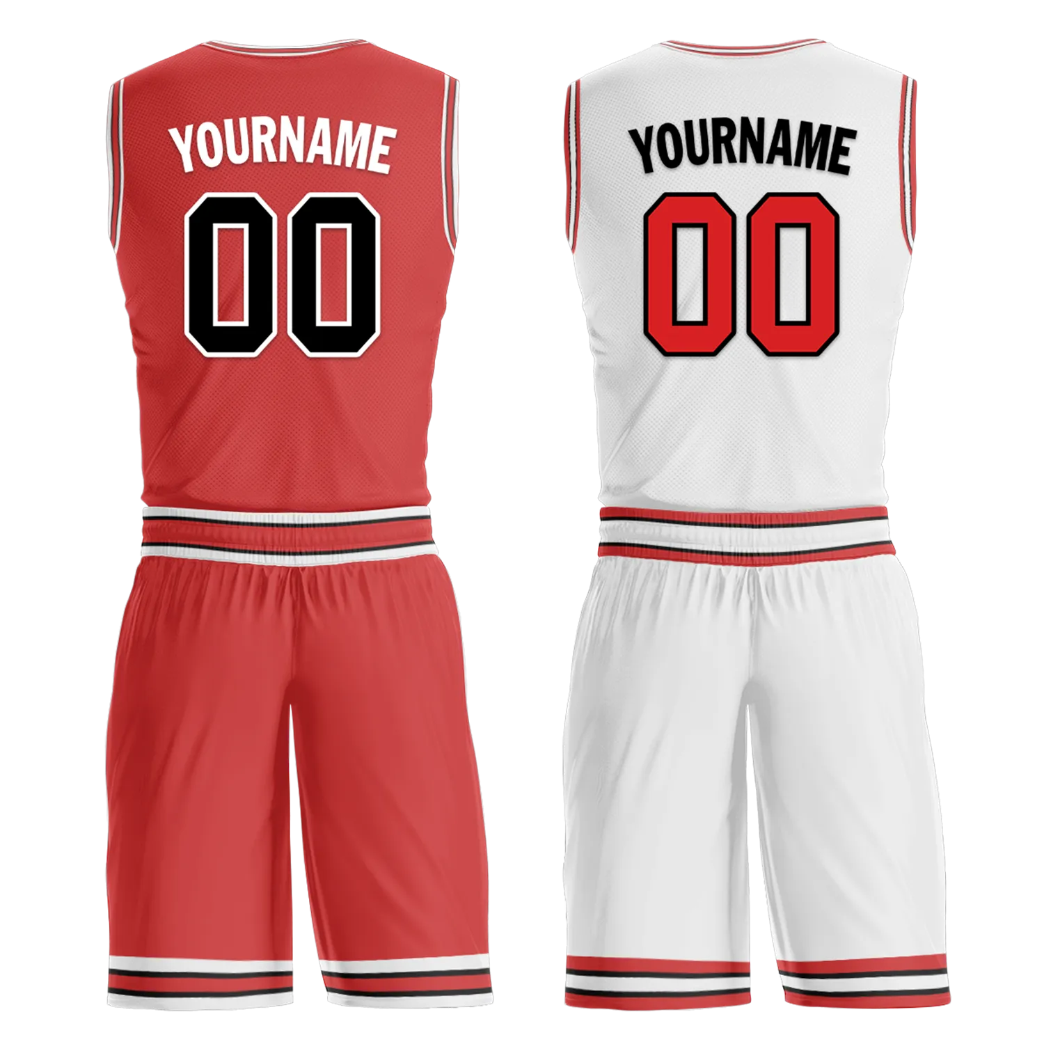 Gift Ideas,Custom Red White Classic Style Reversible Basketball Uniform Personalized BBJR-D017005