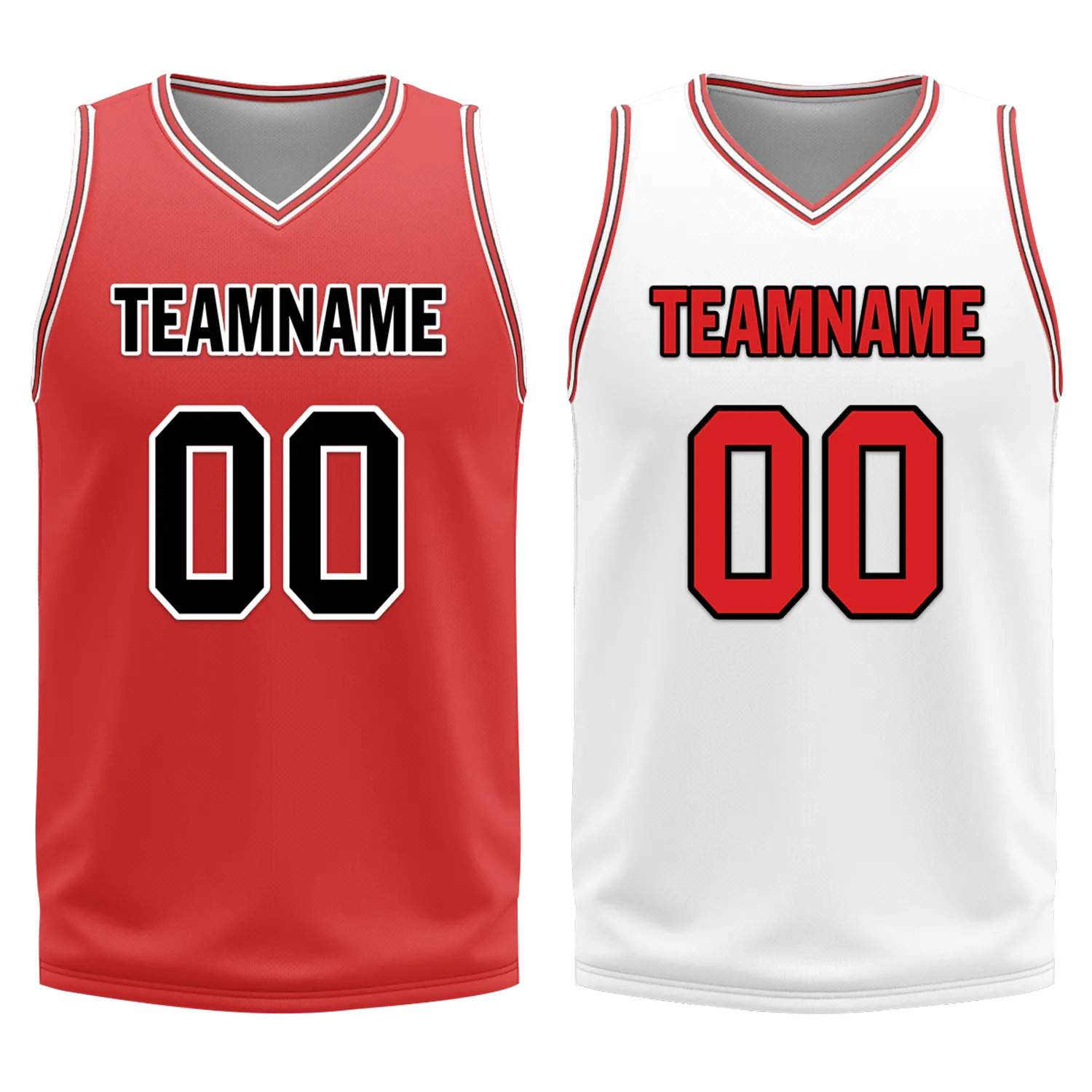 Gift Ideas,Custom Red White Classic Style Reversible Basketball Uniform Personalized BBJR-D017005