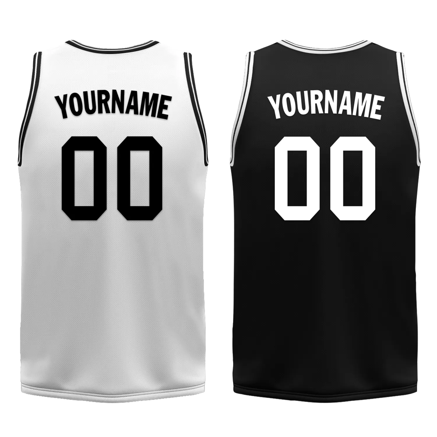 Gift Ideas,Custom White Black Classic Style Reversible Basketball Uniform Personalized BBJR-D017008