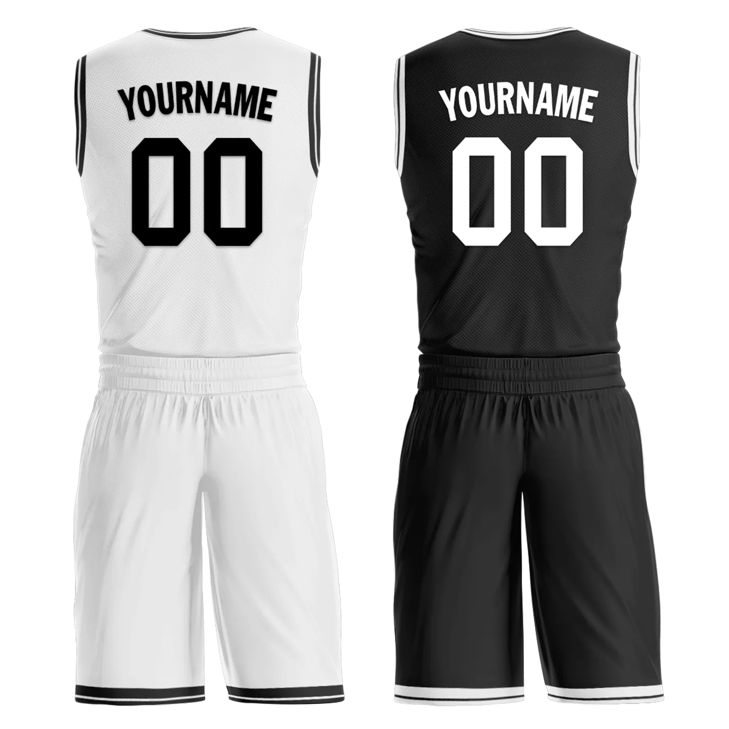 Gift Ideas,Custom White Black Classic Style Reversible Basketball Uniform Personalized BBJR-D017008