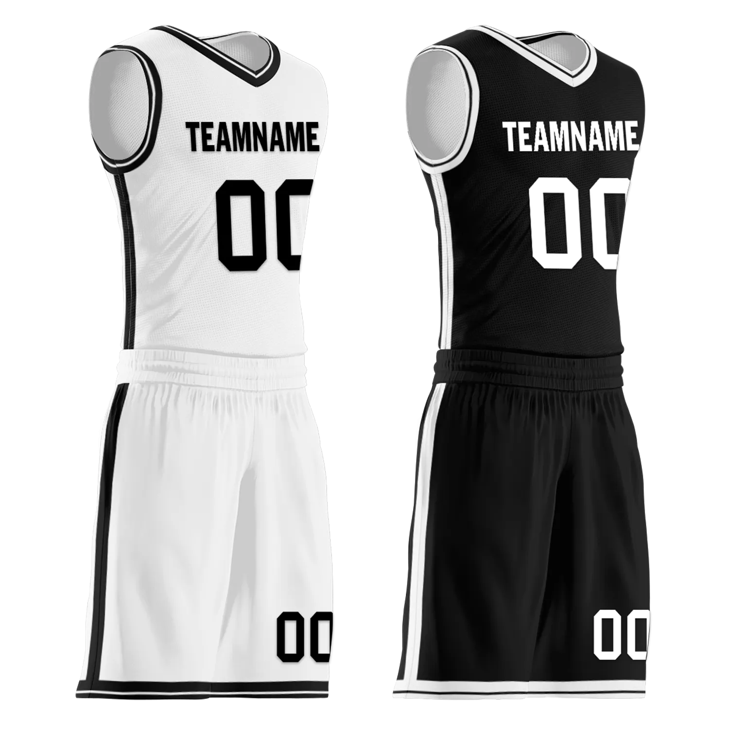 Gift Ideas,Custom White Black Classic Style Reversible Basketball Uniform Personalized BBJR-D017008