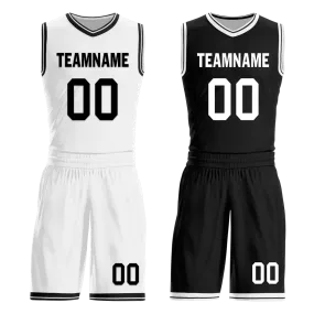 Gift Ideas,Custom White Black Classic Style Reversible Basketball Uniform Personalized BBJR-D017008