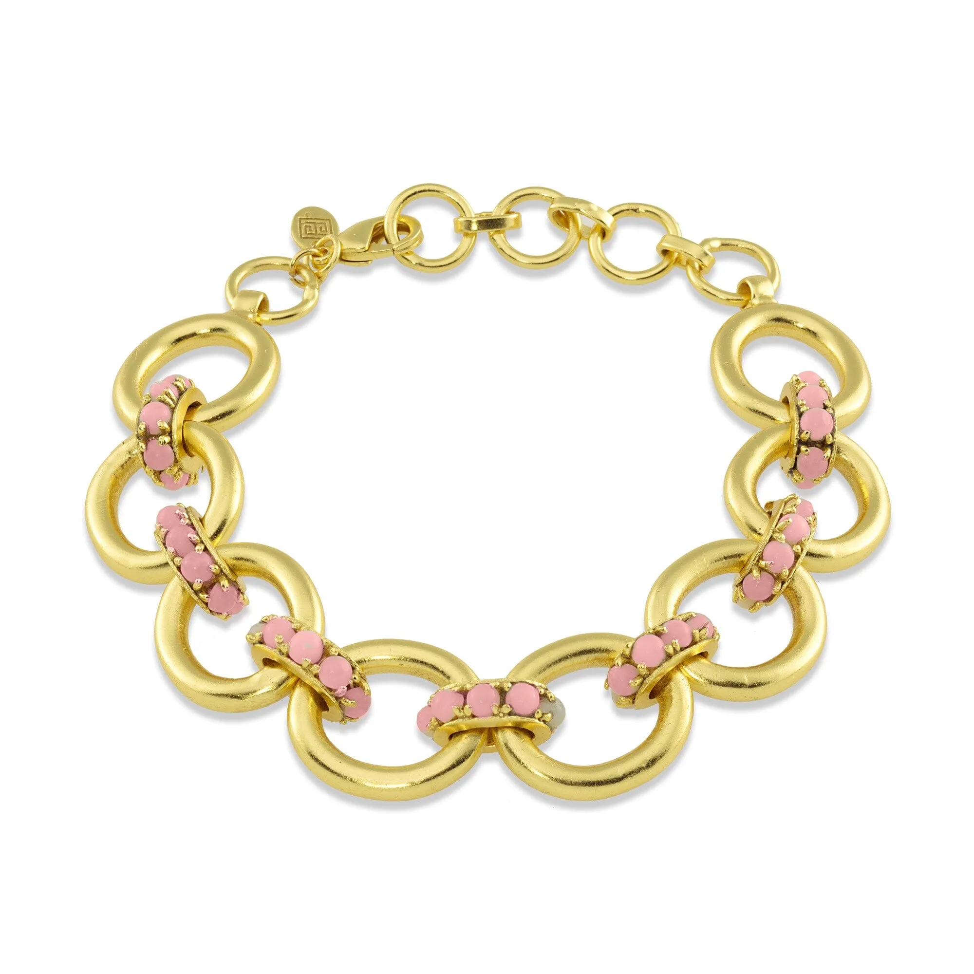 Gold Link Bracelet With Pink Opal: The Aliza