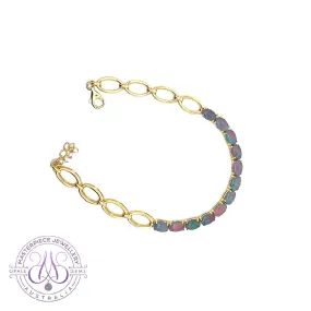 Gold plated Silver 12 6x4mm Opal triplet bracelet