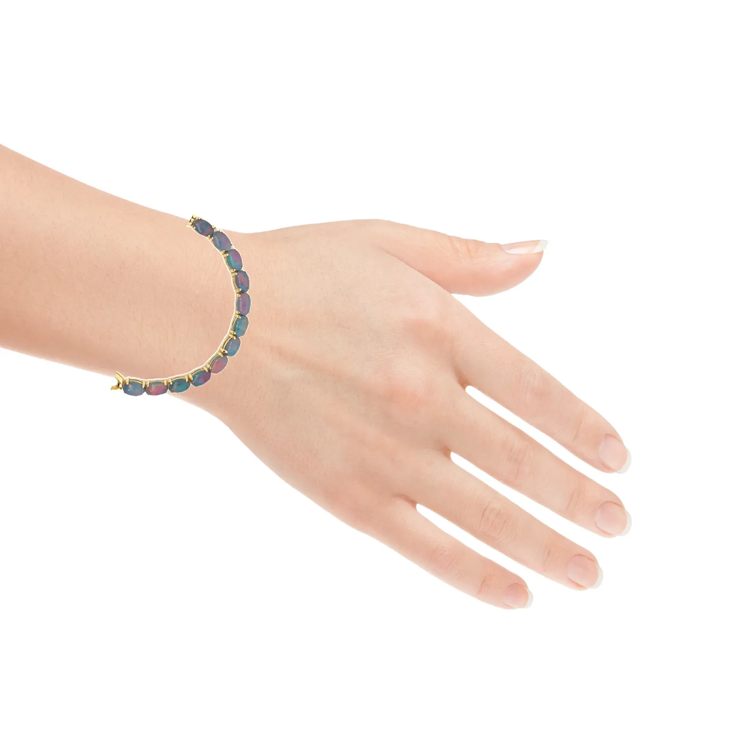 Gold plated Silver 12 6x4mm Opal triplet bracelet