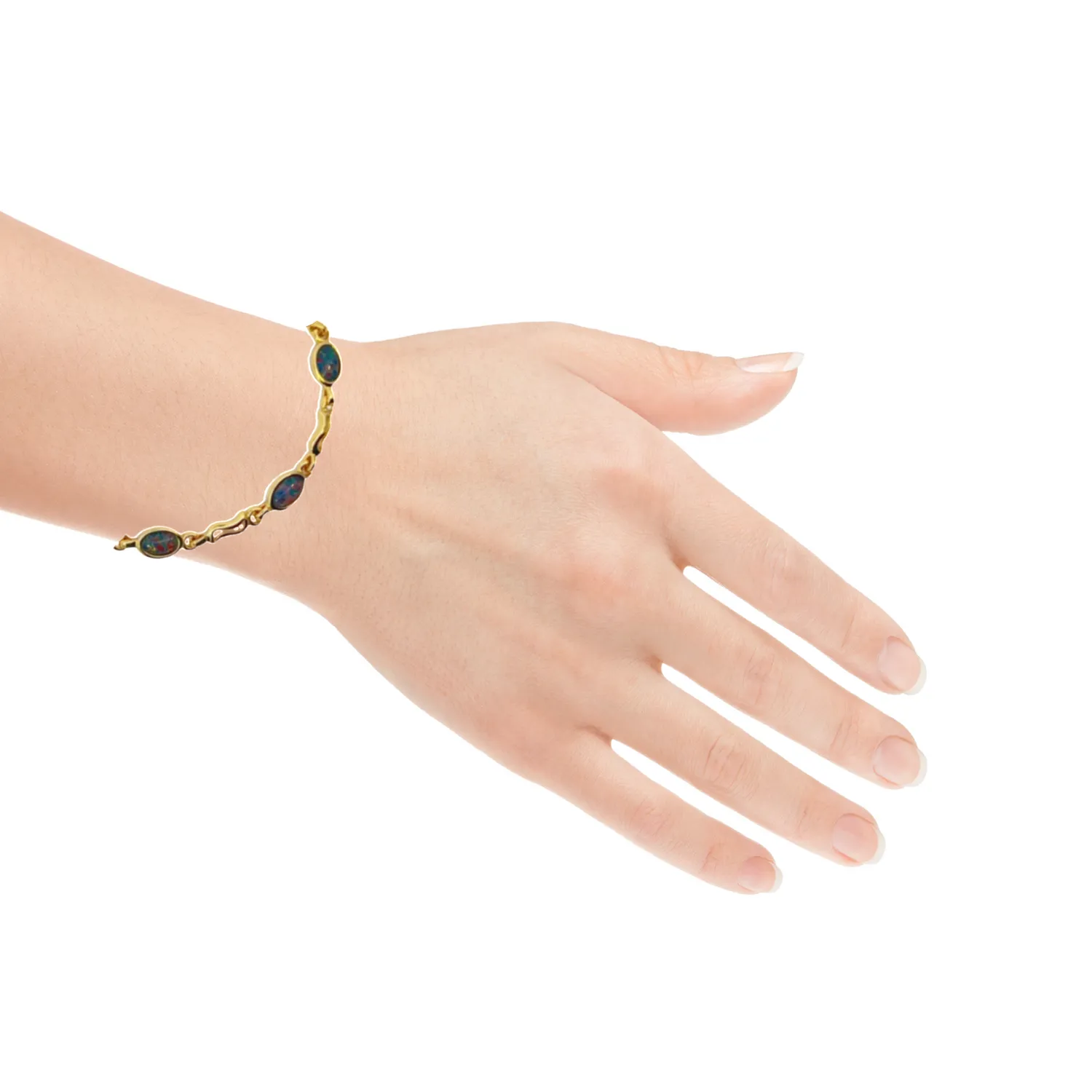 Gold plated silver 6x4mm bracelet wave cut out links