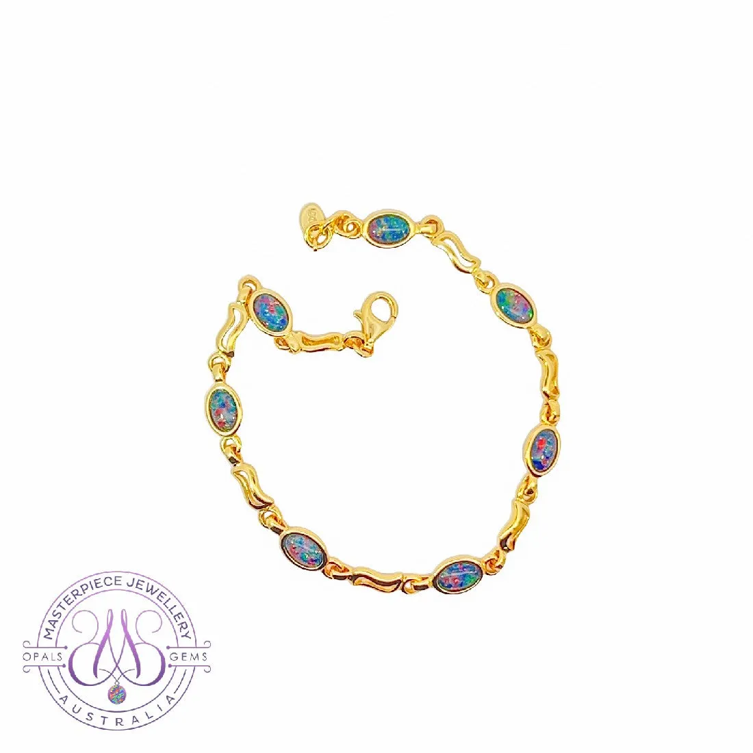 Gold plated silver 6x4mm bracelet wave cut out links