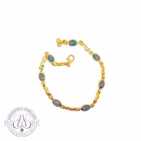 Gold plated silver 6x4mm bracelet wave cut out links