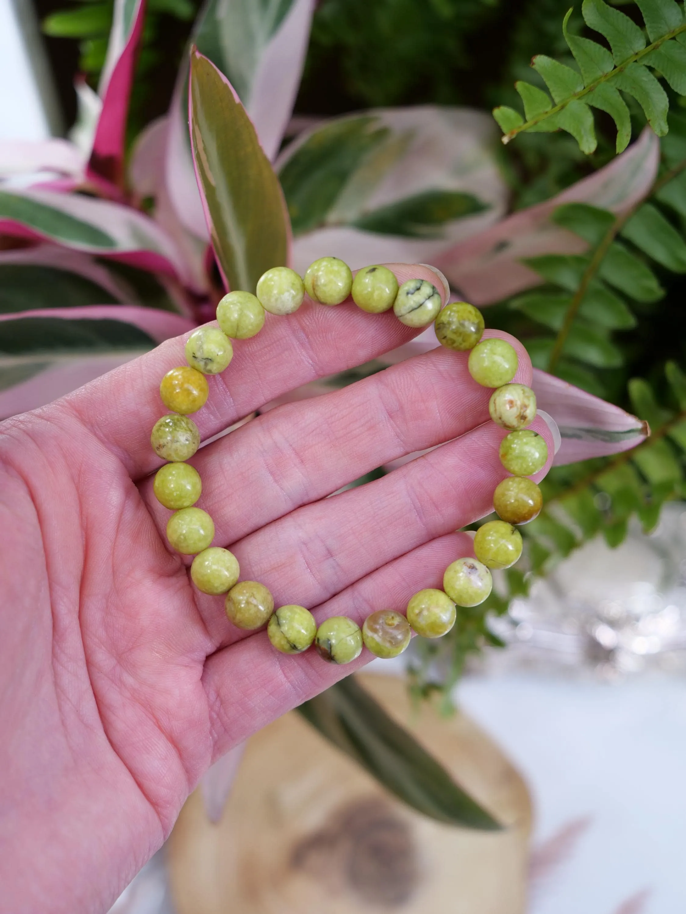 Green Opal 8mm Beaded Natural Gemstone Elastic Bracelet, Genuine Top Grade Gift Jewelry, Men Women Fashion Crystal Energy Jewellery