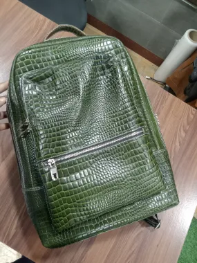 Gyro Premium Pure Leather Backpack Bags Green for Men and Women