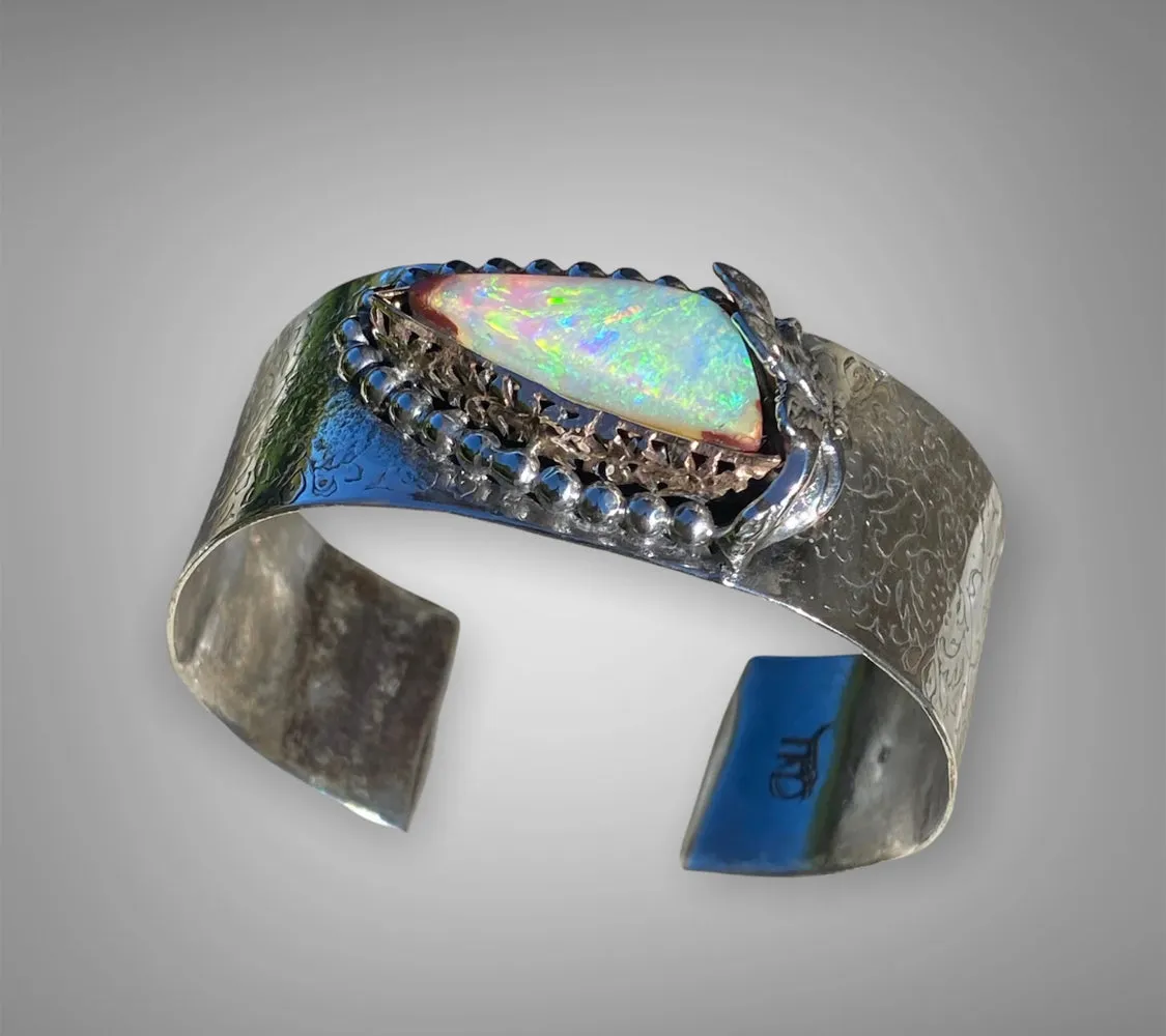 Handmade 14k Gold filled Bezel set Opal Cuff
