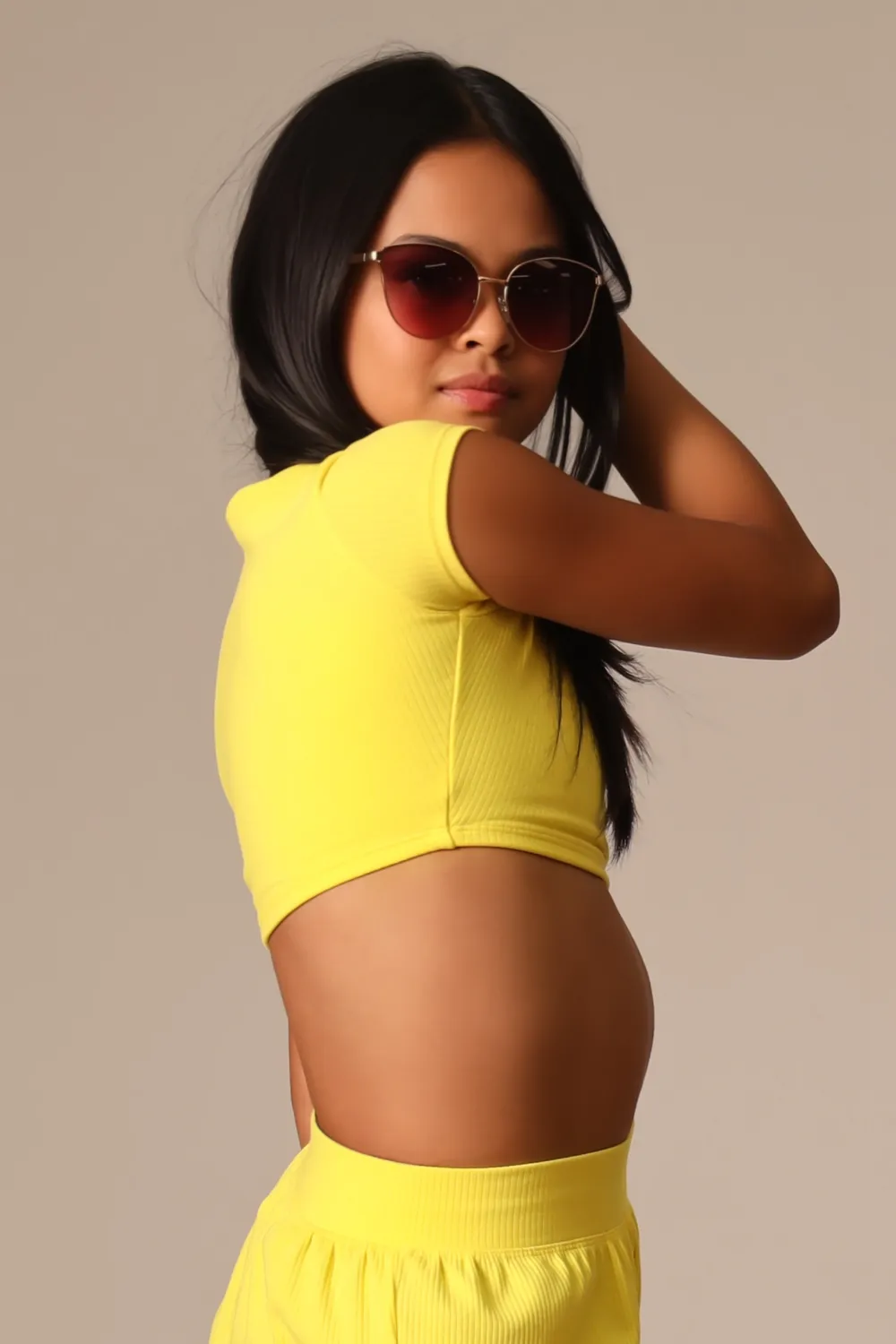 Honest Short Sleeved Crop Top - Lemon - FINAL SALE